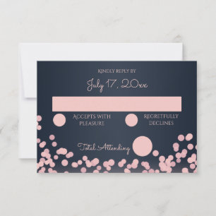 Hochzeitsreaktion von Navy Blue und Pink RSVP Karte