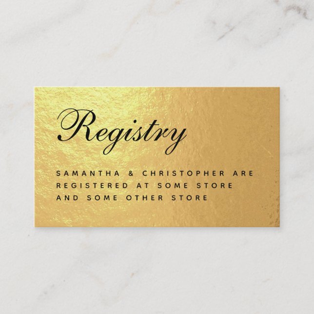 Hochzeitsregisterbücher Imitate Goldene Foil Elega Begleitkarte (Vorderseite)