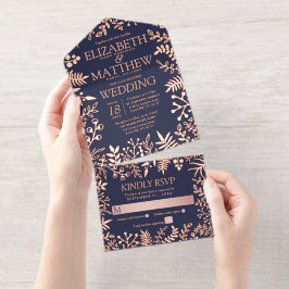 Hochzeitsreise mit Blauen und echten Rose All-in-One-Einladung