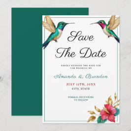 Hochzeitsreise mit Hummingvögeln in der roten trop Save The Date