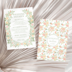 Hochzeitsreise mit orangefarbenem Blumen Begleitkarte