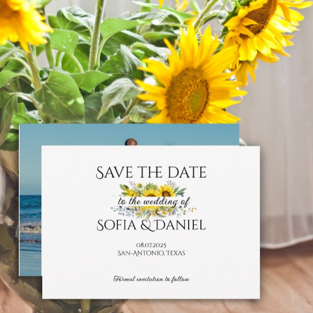 Hochzeitsreise mit Sonnenblumen Foto Save the Date (Von Creator hochgeladen)