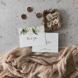 Hochzeitsreise mit tropischen Blättern Dankeskarte