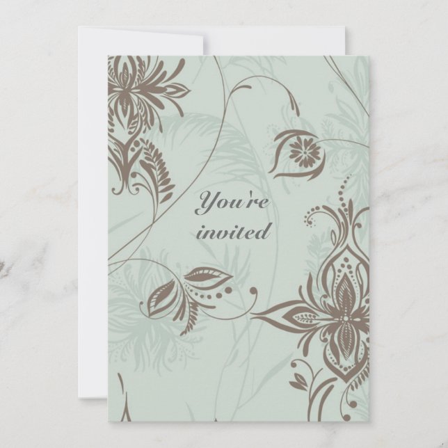 Hochzeitsreise Romantische Weintrauben Damask Einladung (Vorderseite)