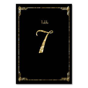 Hochzeitsreise Tischnummern Goldene Foil Art Deco 