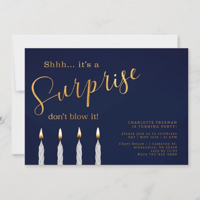 Hochzeitsreise zum Geburtstag - Elegantes Gold Einladung (Vorderseite)