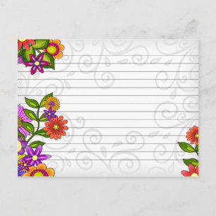 Hochzeitsrezeptkarte Helle Blumen Postkarte