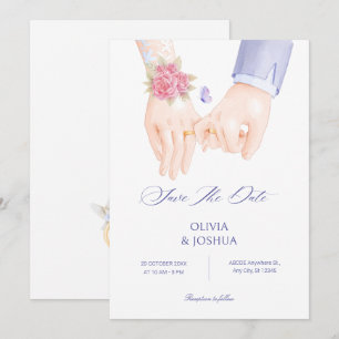 Hochzeitsring mit sanften, eleganten Händen Save The Date