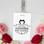 Hochzeitsring-Sicherheit Black Tuxedo-Krawatte Ausweis<br><div class="desc">Hochzeitsring-Sicherheit Black Tuxedo Krawatte Clip auf Abzeichen</div>