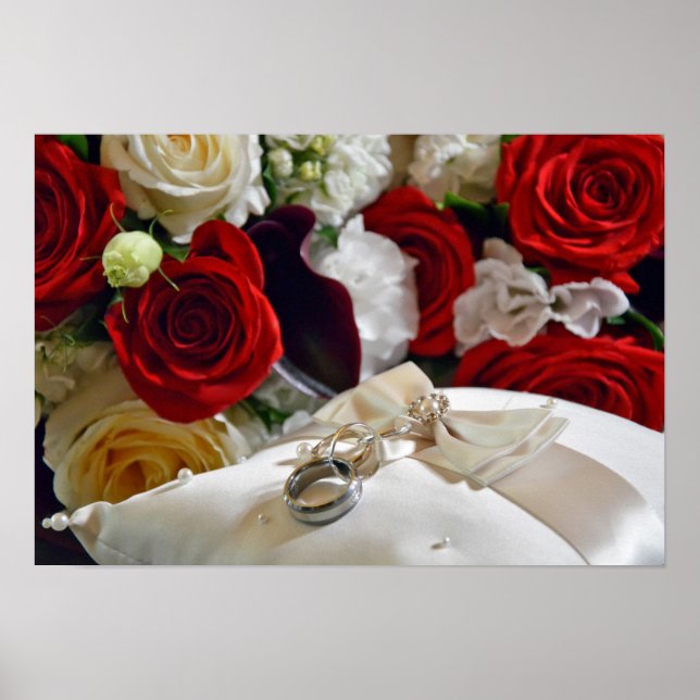 Hochzeitsringe und Rose-Poster Poster (Vorne)