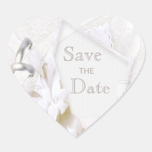 Hochzeitsrings & Champagnerbrillen Save the Date Herz-Aufkleber