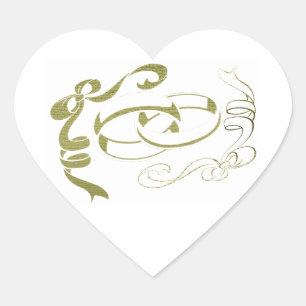 Hochzeitsrings und Bows Art Herz-Aufkleber