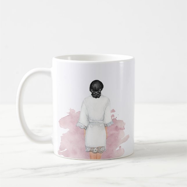 Hochzeitsrobe Rosa Zukunft mrs Monogramm Kaffeetasse (Links)