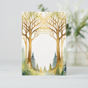 Hochzeitsromantik Rahmen Wald Gold grün Einladung