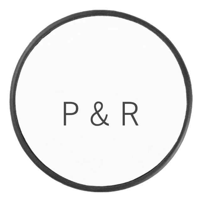 Hochzeitsromantikpartner ergänzen Anfangsbuchstabe Eishockey Puck (Vorderseite)