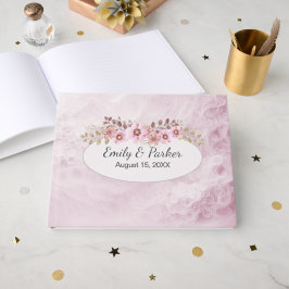Hochzeitsrosa Abstrakt mit Bouquet Gästebuch