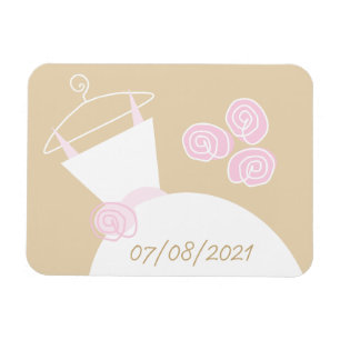 Hochzeitsrosa Beige 'Datum' horizontales Magnet