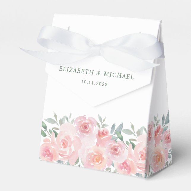 Hochzeitsrosa Florfarbe Vielen Dank Geschenkschachtel (Vorderseite)