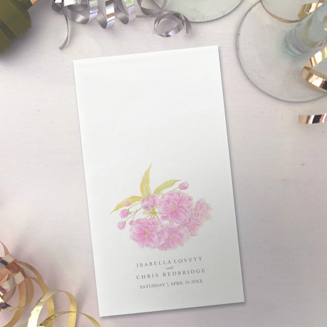 Hochzeitsrosa Kirschblüte Aquarellkunst Serviette (Von Creator hochgeladen)
