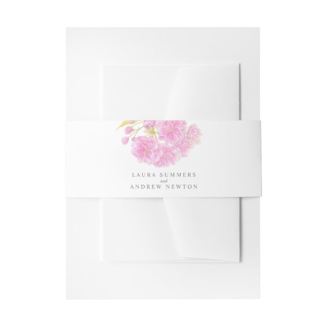 Hochzeitsrosa Kirschblüte Wasserfarbe personalisie Einladungsbanderole (Vorderseite Beispiel)