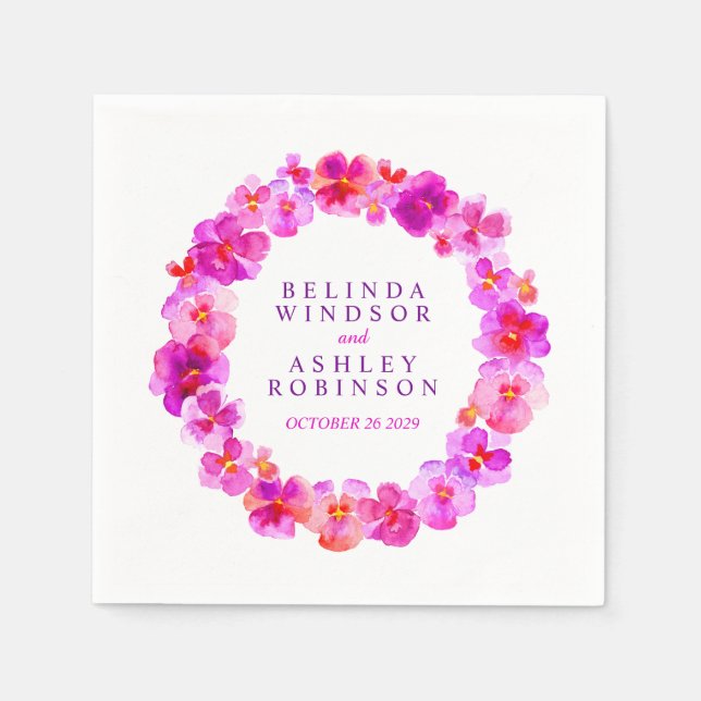 Hochzeitsrosa-Pansy-Servietten Serviette (Vorderseite)