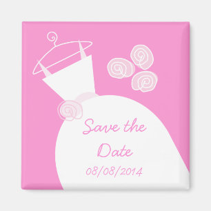 Hochzeitsrosa "Save the Date" Magnet