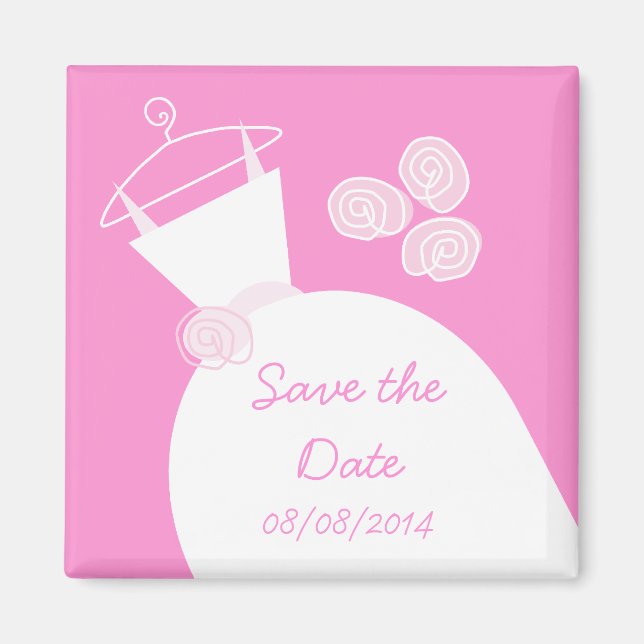 Hochzeitsrosa "Save the Date" Magnet (Vorne)