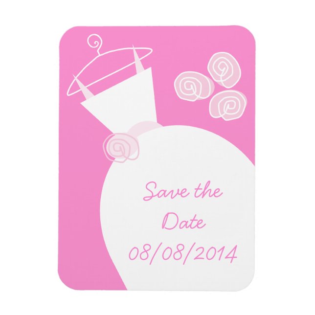 Hochzeitsrosa "Save the Date" Magnet (Vertikal)