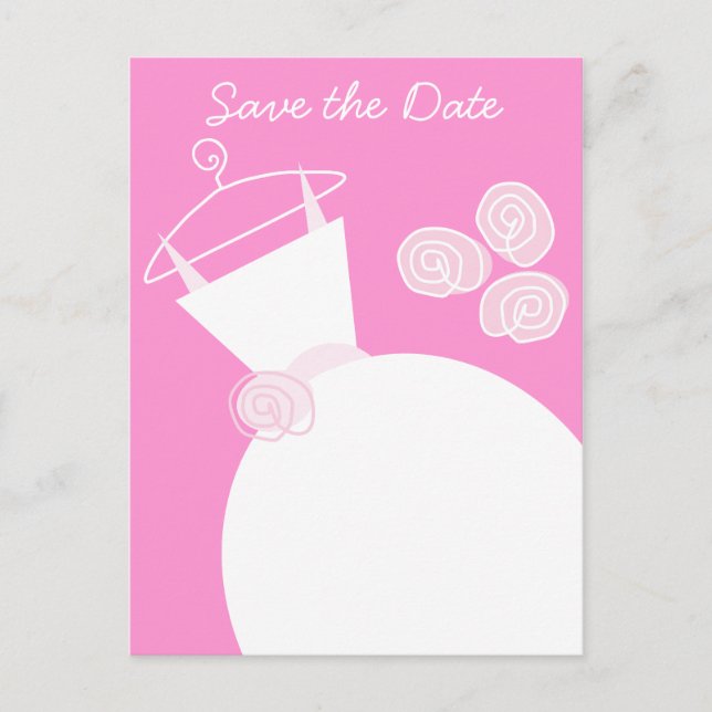 Hochzeitsrosa Save the Date Postkarte (Vorderseite)