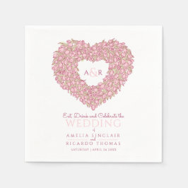 Hochzeitsrosa Tulpenraupe, zeichnend Bouquet Serviette