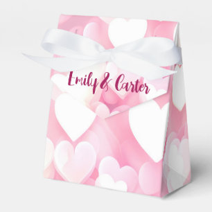 Hochzeitsrosa und weiße Bokeh-Herzen Geschenkschachtel