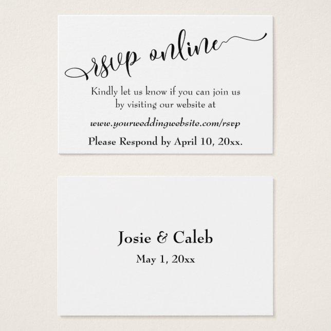 HochzeitsrSVP Online Beilegen schwarzes Script, we (Vorne & Hinten)