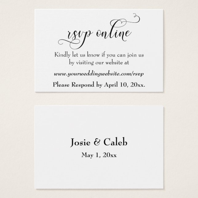 HochzeitsrSVP Online Beilegen schwarzes Script, we (Vorne & Hinten)