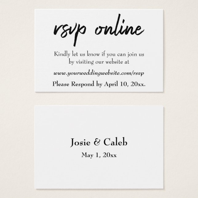 HochzeitsrSVP Online Schwarzes Script einfügen, We (Vorne & Hinten)
