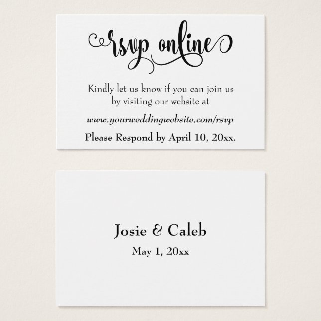 HochzeitsrSVP Online Schwarzes Script einfügen, We (Vorne & Hinten)