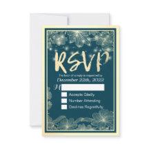 HochzeitsrSVP Reply Blue Gold Blume String Lights