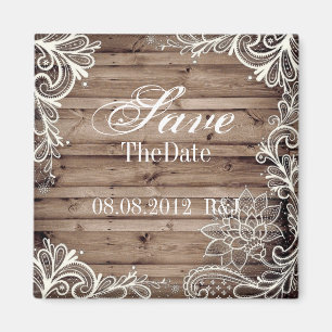 Hochzeitssaal aus Stallholz Save the Date Magnet