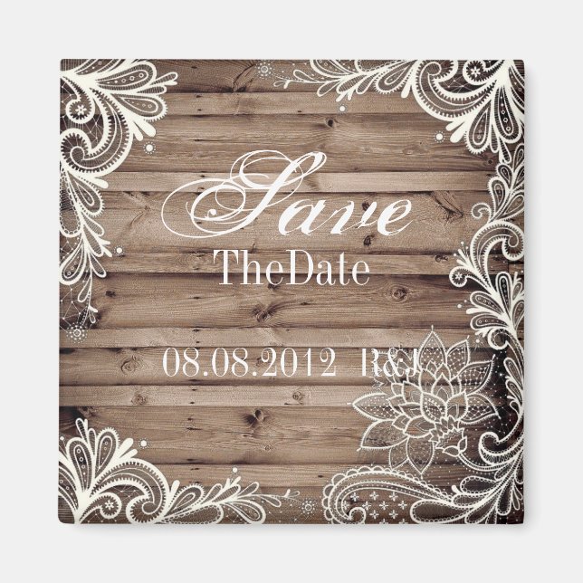 Hochzeitssaal aus Stallholz Save the Date Magnet (Vorne)