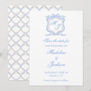 Hochzeitssache des Blue Monogram Wappen Watercolor Save The Date
