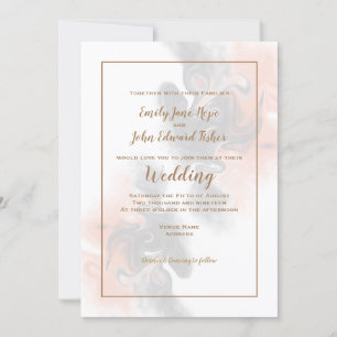 Hochzeitssache mit weichem Grau und Pfirsichwirl/G Einladung