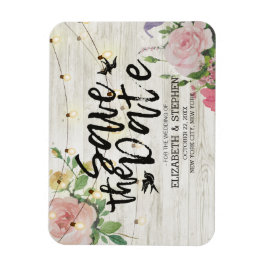 Hochzeitssache speichern der Date Wood Blume Strin Magnet