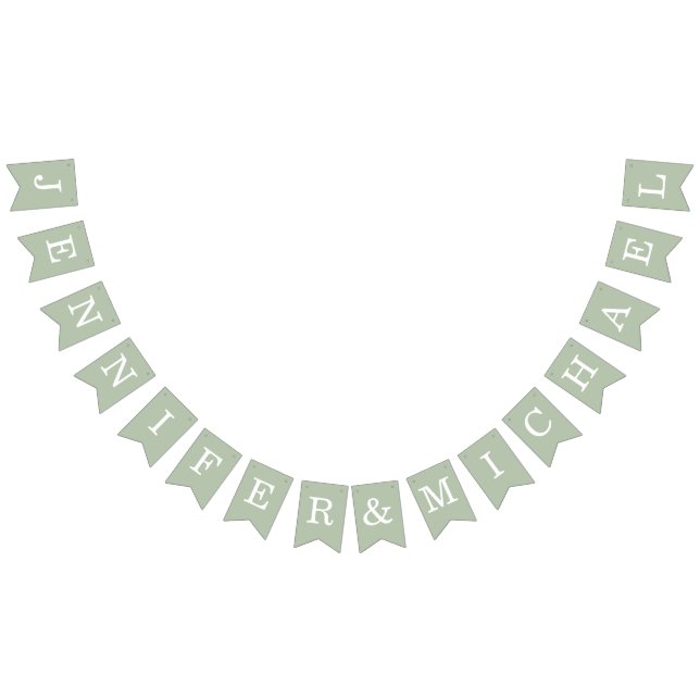 Hochzeitssage Green Simple Bride & Groom Names Wimpelkette (Alle)