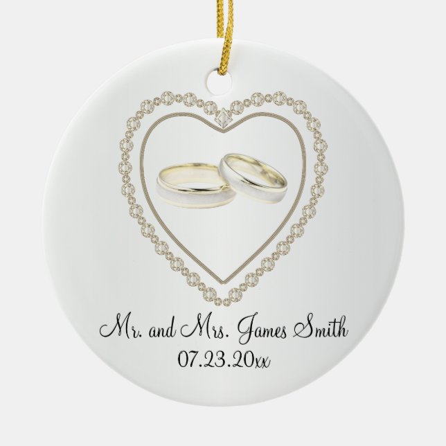 Hochzeitssake für Braut und Bräutigam Keramik Ornament (Vorne)