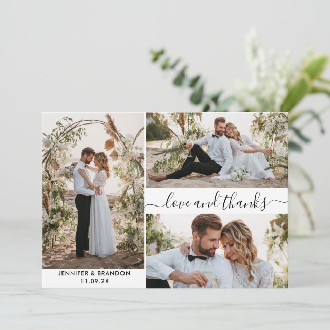 Hochzeitssammlung Foto Dankeschön-Skriptkarte Dankeskarte (Stehend Vorderseite)
