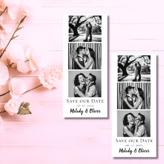 Hochzeitssattel für das Date Foto und Foto-Strip Magneteinladung