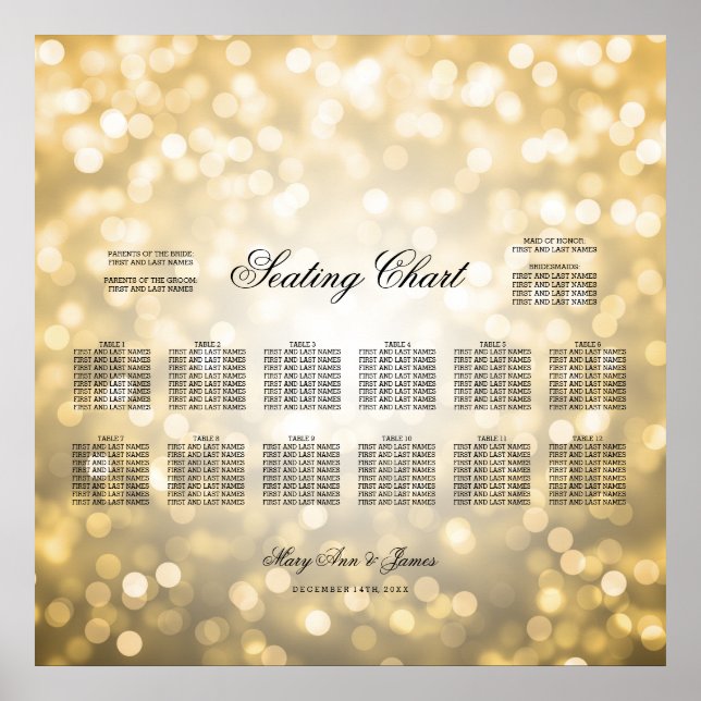 Hochzeitssattel Gold Glitzer Lights Poster (Vorne)
