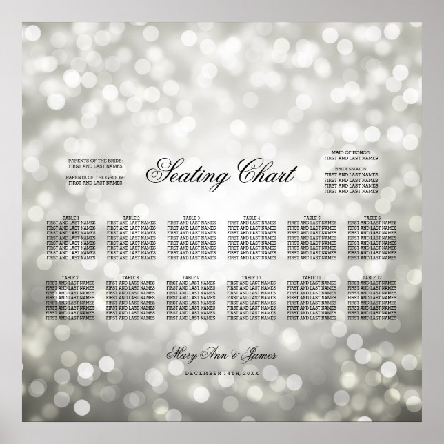 Hochzeitssattel Silber Glitzer Lights Poster (Vorne)