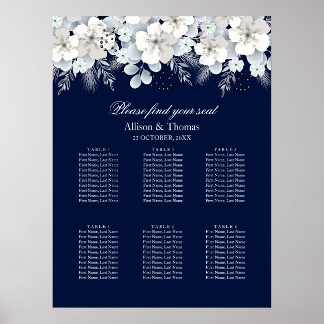 Hochzeitssattel Weiße Blume Sakura blau Poster (Vorne)
