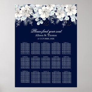 Hochzeitssattel Weiße Blume Sakura blau Poster