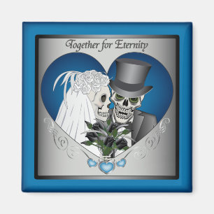 Hochzeitsschädel - Blau Magnet